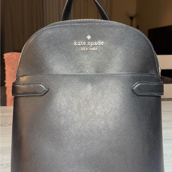 Kate Spade Black Backpack with Dome Shape and Minimalist Design Kate Spade - Brandclub - Leila Dome Backpack Pebbled Leather  main image 2